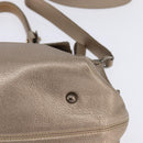 Salvatore Ferragamo Gancini Hand Bag Leather 2way Beige Gold Auth BA5964-16