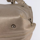 Salvatore Ferragamo Gancini Hand Bag Leather 2way Beige Gold Auth BA5964-10