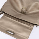 Salvatore Ferragamo Gancini Hand Bag Leather 2way Beige Gold Auth BA5964-19