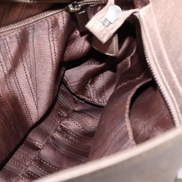 Salvatore Ferragamo Gancini Hand Bag Leather 2way Beige Gold Auth BA5964