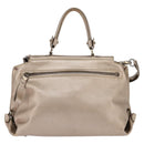 Salvatore Ferragamo Gancini Hand Bag Leather 2way Beige Gold Auth BA5964-2