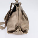 Salvatore Ferragamo Gancini Hand Bag Leather 2way Beige Gold Auth BA5964-3