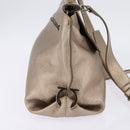 Salvatore Ferragamo Gancini Hand Bag Leather 2way Beige Gold Auth BA5964-4