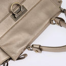 Salvatore Ferragamo Gancini Hand Bag Leather 2way Beige Gold Auth BA5964-6