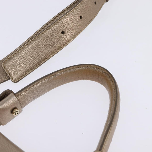 Salvatore Ferragamo Gancini Hand Bag Leather 2way Beige Gold Auth BA5964