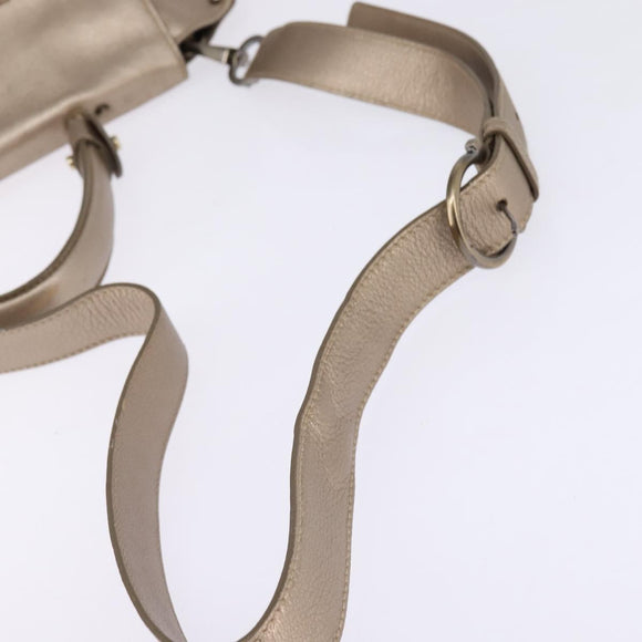 Salvatore Ferragamo Gancini Hand Bag Leather 2way Beige Gold Auth BA5964