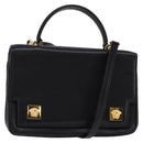 Gianni Versace Hand Bag Leather 2way Black Gold Auth BA5965-1