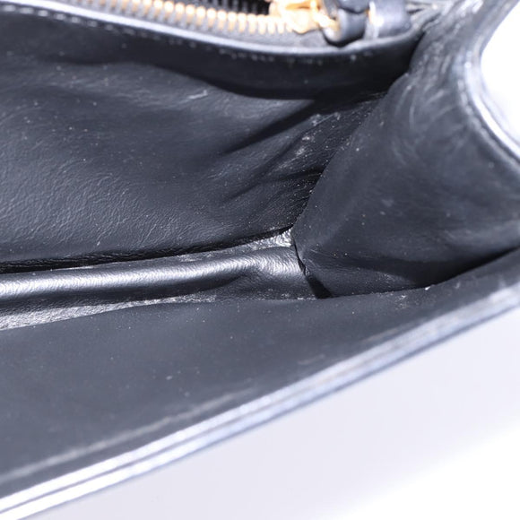 Gianni Versace Hand Bag Leather 2way Black Gold Auth BA5965