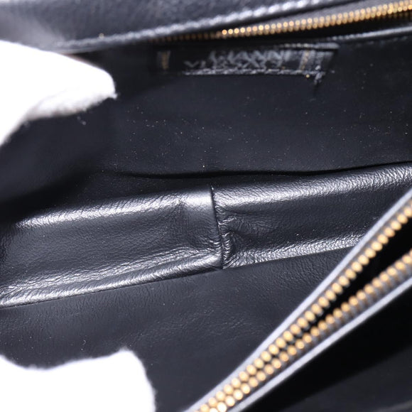 Gianni Versace Hand Bag Leather 2way Black Gold Auth BA5965