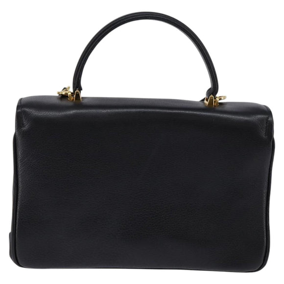 Gianni Versace Hand Bag Leather 2way Black Gold Auth BA5965