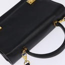 Gianni Versace Hand Bag Leather 2way Black Gold Auth BA5965-6