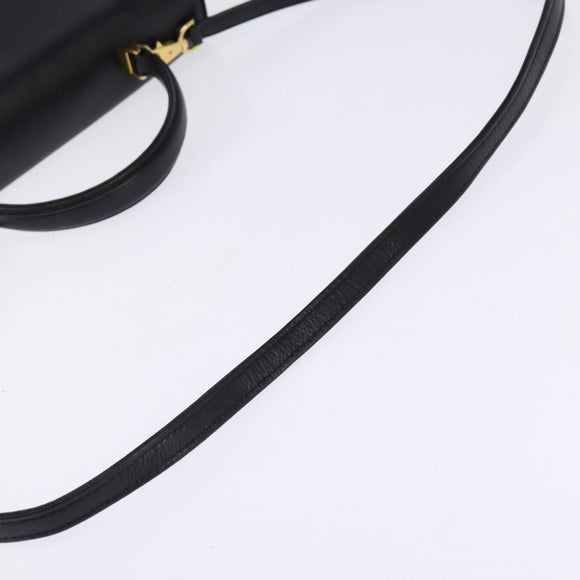 Gianni Versace Hand Bag Leather 2way Black Gold Auth BA5965