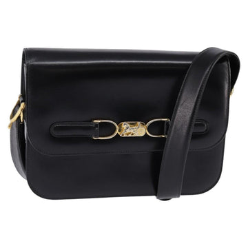 CELINE Shoulder Bag Leather Black Gold Auth BA5966