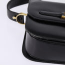 CELINE Shoulder Bag Leather Black Gold Auth BA5966-9