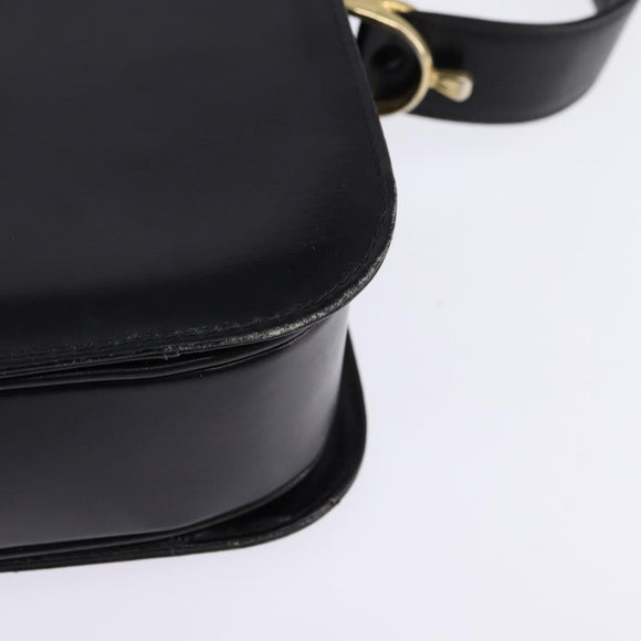 CELINE Shoulder Bag Leather Black Gold Auth BA5966
