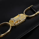 CELINE Shoulder Bag Leather Black Gold Auth BA5966-17