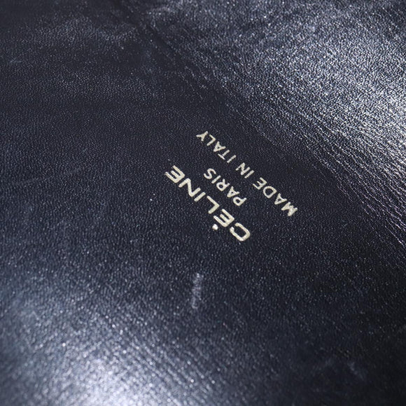 CELINE Shoulder Bag Leather Black Gold Auth BA5966