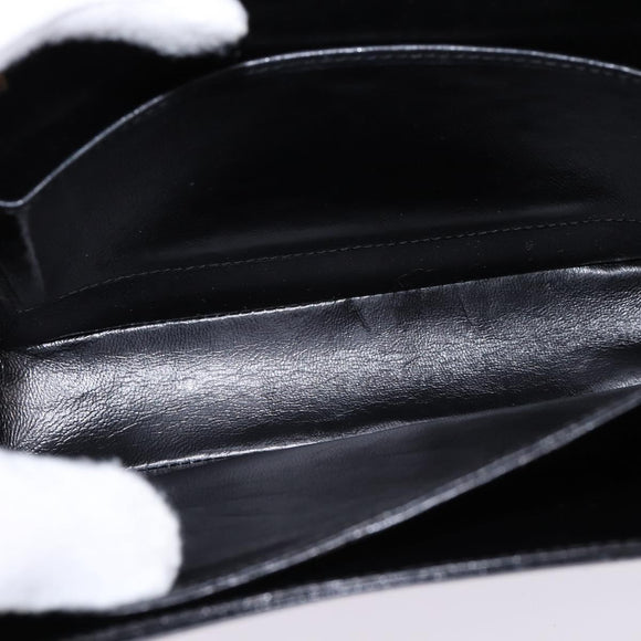 CELINE Shoulder Bag Leather Black Gold Auth BA5966