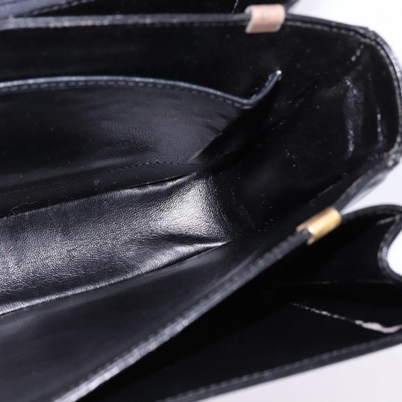 CELINE Shoulder Bag Leather Black Gold Auth BA5966