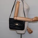 CELINE Shoulder Bag Leather Black Gold Auth BA5966-22