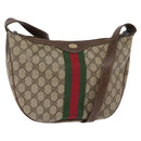 GUCCI GG Supreme Web Sherry Line Shoulder Bag PVC Beige Gold Auth BA5968-1