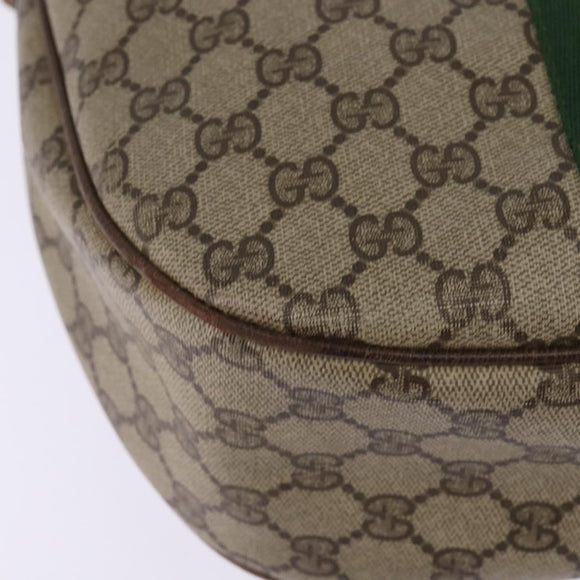GUCCI GG Supreme Web Sherry Line Shoulder Bag PVC Beige Gold Auth BA5968