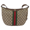 GUCCI GG Supreme Web Sherry Line Shoulder Bag PVC Beige Gold Auth BA5968-13