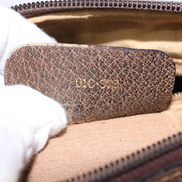 GUCCI GG Supreme Web Sherry Line Shoulder Bag PVC Beige Gold Auth BA5968