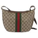 GUCCI GG Supreme Web Sherry Line Shoulder Bag PVC Beige Gold Auth BA5968-2