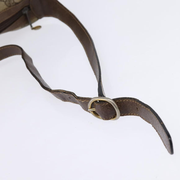 GUCCI GG Supreme Web Sherry Line Shoulder Bag PVC Beige Gold Auth BA5968