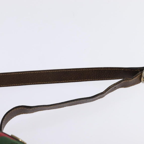 GUCCI GG Supreme Web Sherry Line Shoulder Bag PVC Beige Gold Auth BA5968