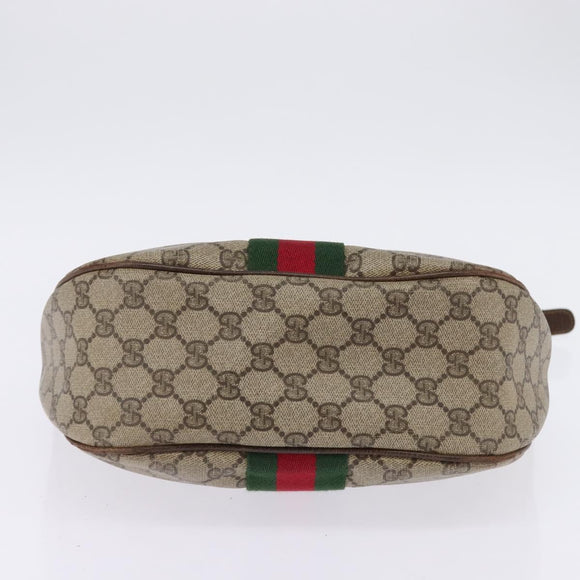 GUCCI GG Supreme Web Sherry Line Shoulder Bag PVC Beige Gold Auth BA5968