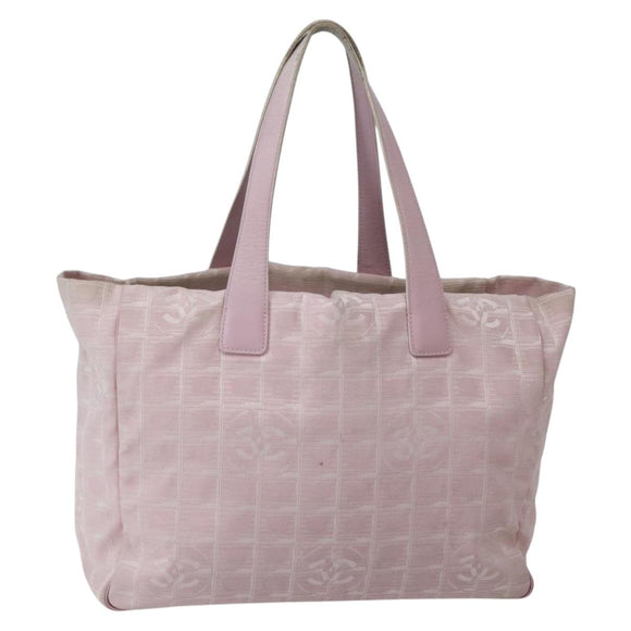 CHANEL New Travel Line Tote Bag Nylon Pink Gold CC Auth BA5975