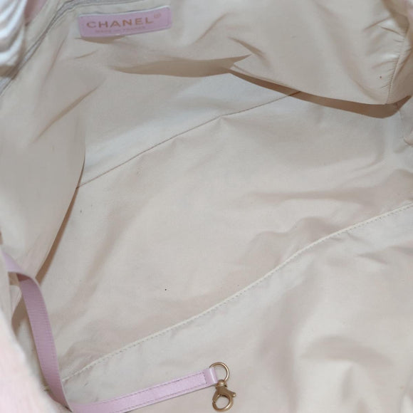 CHANEL New Travel Line Tote Bag Nylon Pink Gold CC Auth BA5975