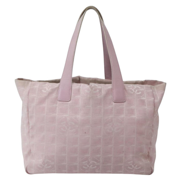 CHANEL New Travel Line Tote Bag Nylon Pink Gold CC Auth BA5975