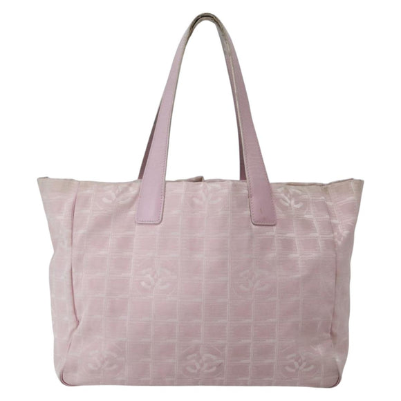 CHANEL New Travel Line Tote Bag Nylon Pink Gold CC Auth BA5975