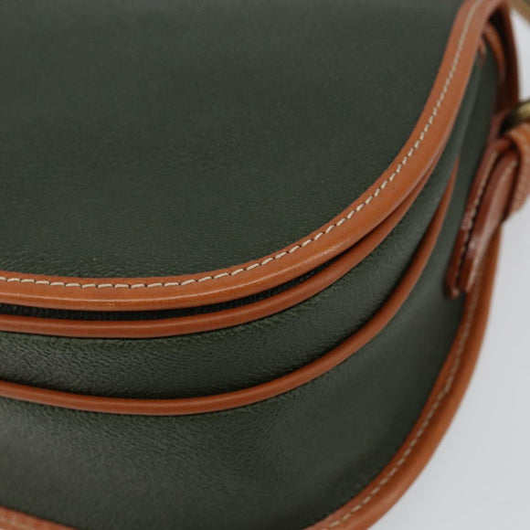 Burberrys Shoulder Bag Leather Green Gold Auth BA5978