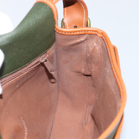 Burberrys Shoulder Bag Leather Green Gold Auth BA5978