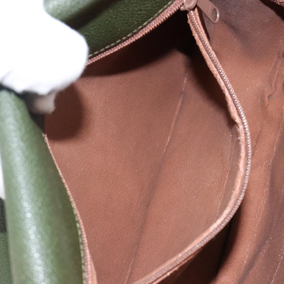 Burberrys Shoulder Bag Leather Green Gold Auth BA5978