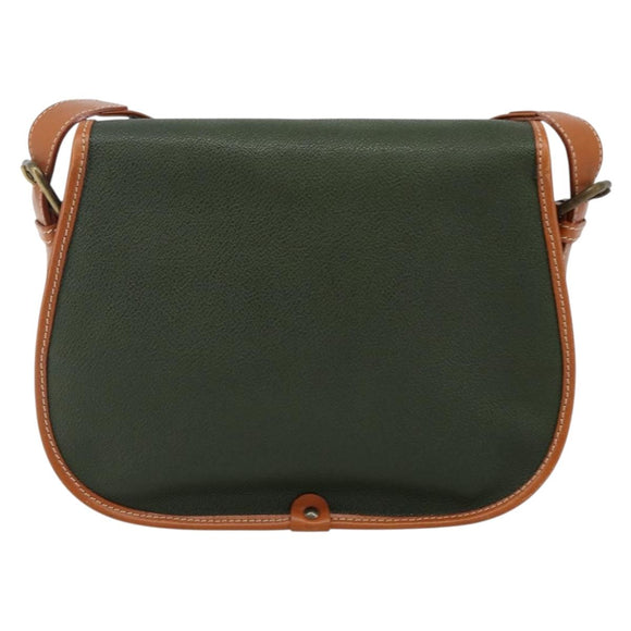 Burberrys Shoulder Bag Leather Green Gold Auth BA5978