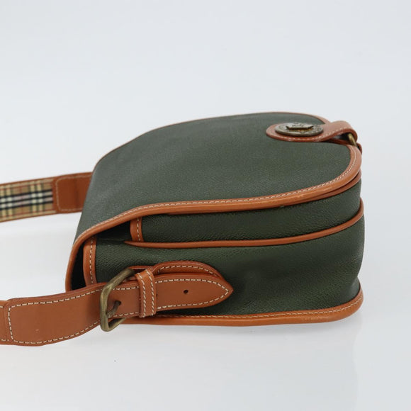 Burberrys Shoulder Bag Leather Green Gold Auth BA5978