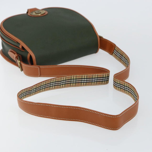 Burberrys Shoulder Bag Leather Green Gold Auth BA5978