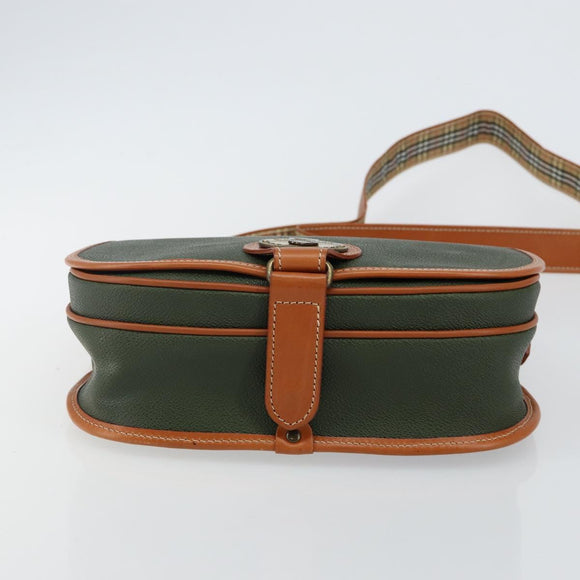 Burberrys Shoulder Bag Leather Green Gold Auth BA5978