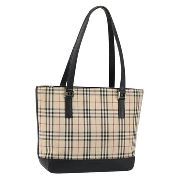 BURBERRY Nova Check Tote Bag Canvas Beige Silver Auth BA5979