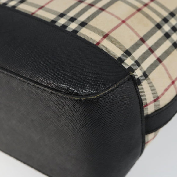 BURBERRY Nova Check Tote Bag Canvas Beige Silver Auth BA5979