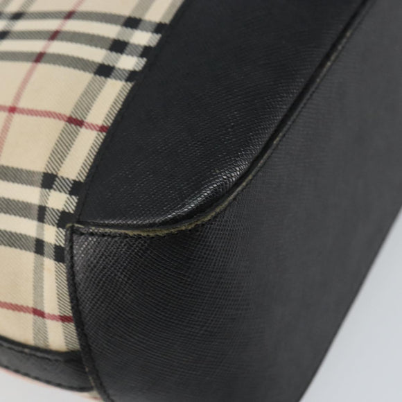 BURBERRY Nova Check Tote Bag Canvas Beige Silver Auth BA5979
