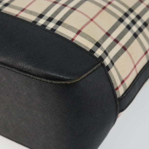 BURBERRY Nova Check Tote Bag Canvas Beige Silver Auth BA5979