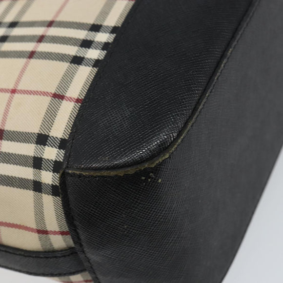 BURBERRY Nova Check Tote Bag Canvas Beige Silver Auth BA5979