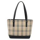 BURBERRY Nova Check Tote Bag Canvas Beige Silver Auth BA5979-13
