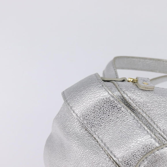 Jimmy Choo Hand Bag Leather Silver Gold Auth BA5980